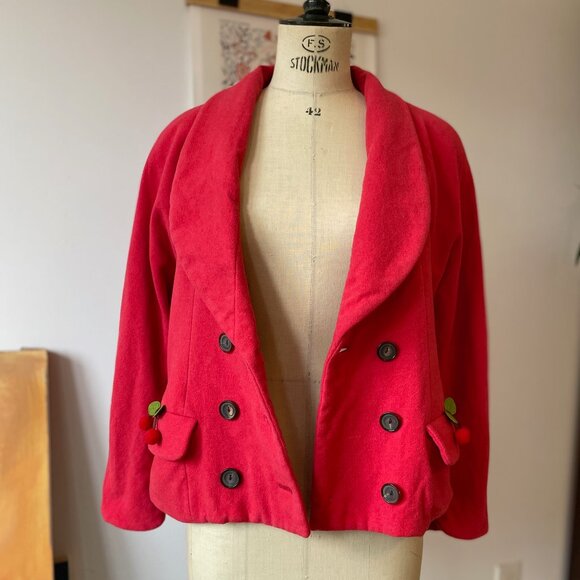 Crisca - 100% Wool Double-Breasted Blazer - with 🍒! - Picture 2 of 12